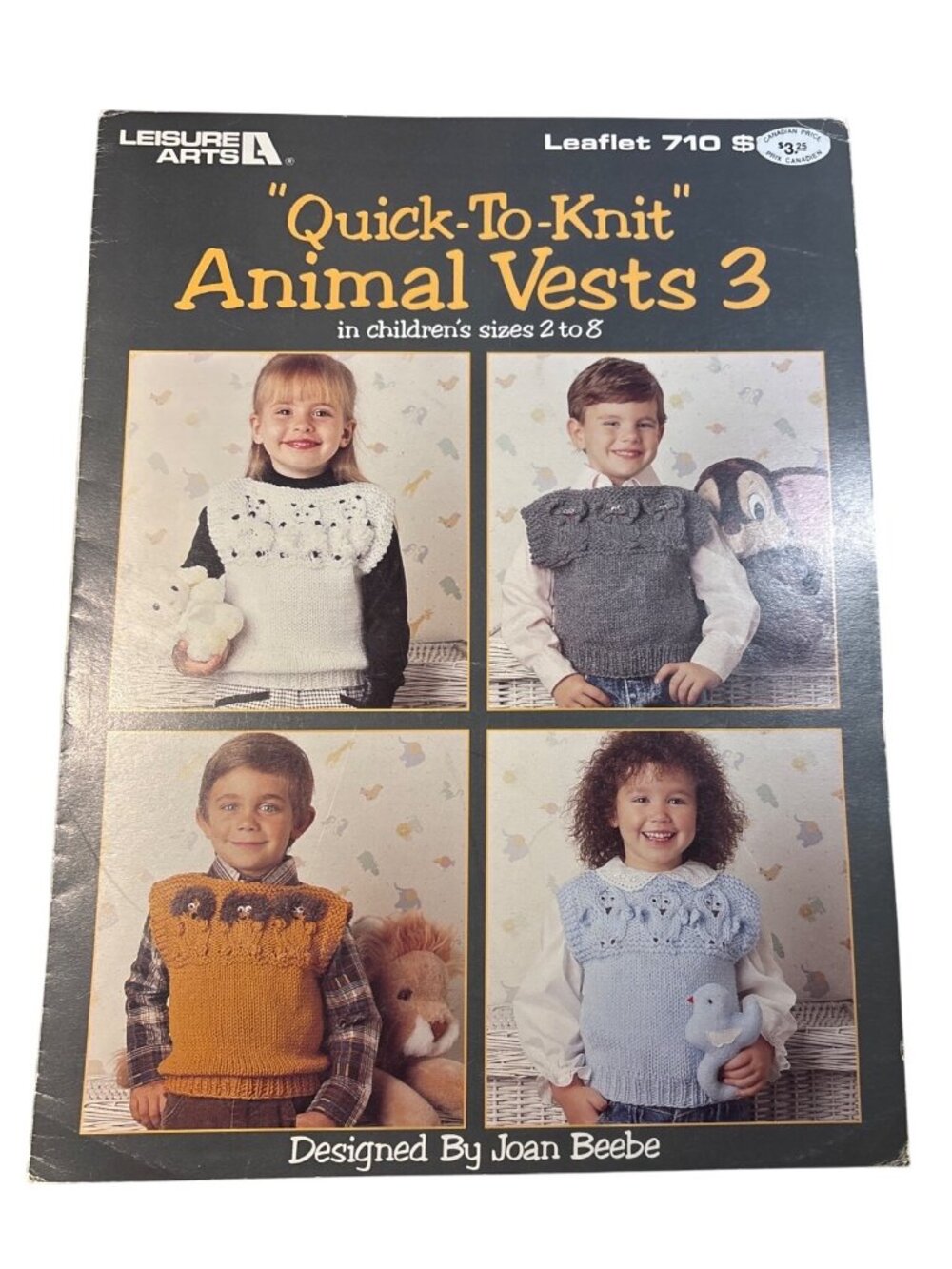 Quick To Knit Animal Vests Leaflet By Leisure Arts Sizes 2-8  Joan Beebe